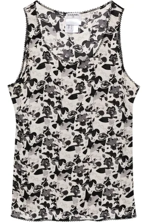 CHANEL Top corto con estampado floral 2005