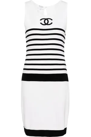 CHANEL Vestido con motivo de rayas 2010-2020