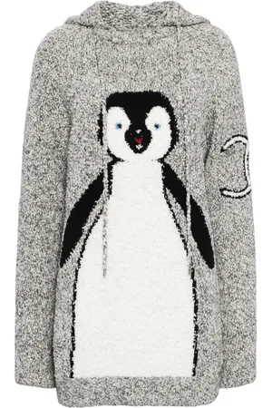 CHANEL Hoodie tejida con motivo de pingüino 1990-2000