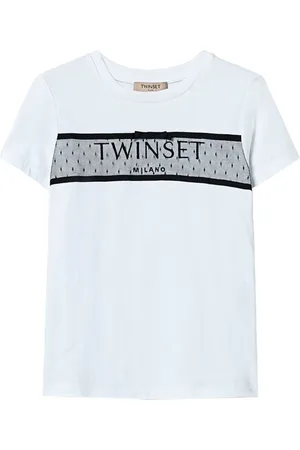 Twin-Set Playera de tul con logo bordado