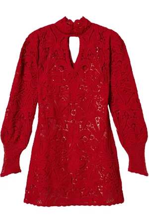 Twin-Set Vestido corto de crochet floral