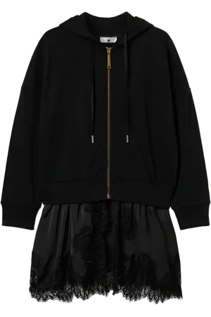 Twin-Set Hoodie con ribete de encaje