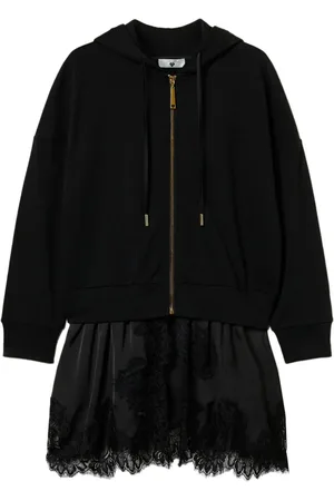 Twin-Set Hoodie con ribete de encaje