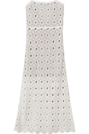 Twin-Set Vestido midi estilo bustier tejido de crochet