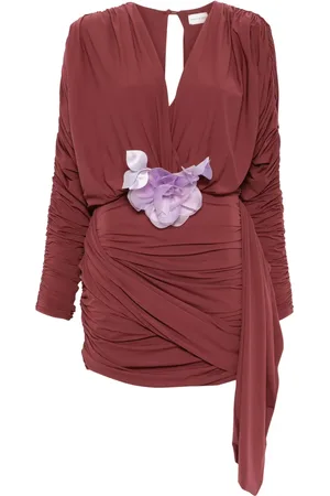 MAGDA BUTRYM Vestido corto drapeado con cuello en V