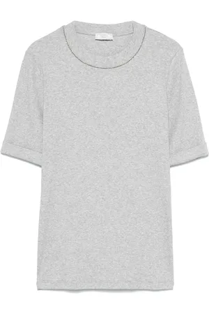 PESERICO SIGN Playera con ribete de mostacillas