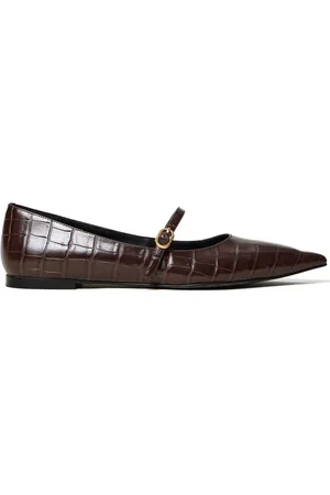 Twin-Set Flats con efecto de piel de cocodrilo