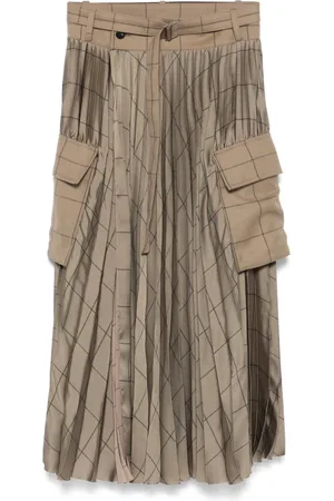 SACAI Falda larga con estampado de cuadros windowpane