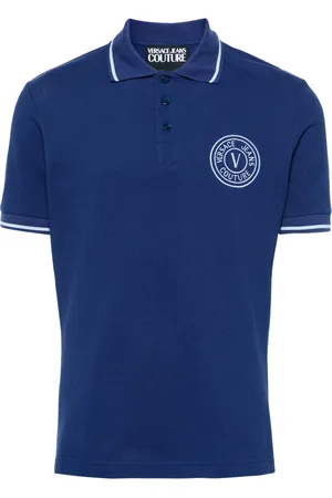 VERSACE Playera tipo polo de piqué con logo bordado
