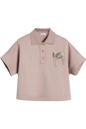 Brunello Cucinelli Playera tipo polo con bordado floral