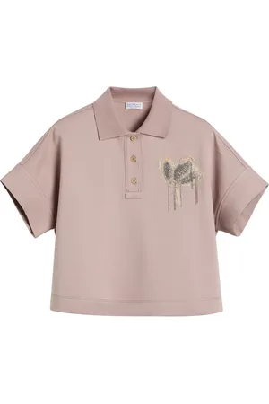 Brunello Cucinelli Playera tipo polo con bordado floral