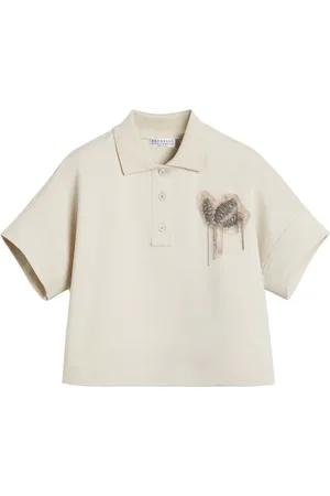 Brunello Cucinelli Playera tipo polo con bordado floral
