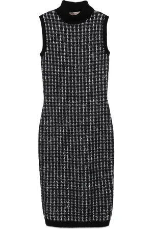 D.EXTERIOR Vestido midi con motivo de cuadros y lentejuelas
