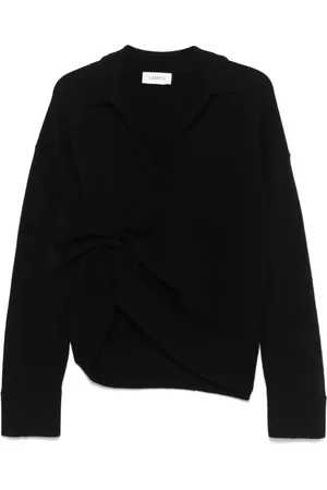 LANEUS Suéter fruncido estilo playera tipo polo