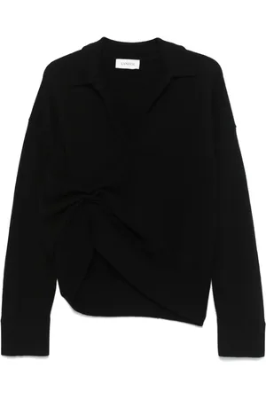 LANEUS Suéter fruncido estilo playera tipo polo