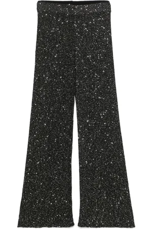 Ermanno Firenze Pantalones bordados con lentejuelas