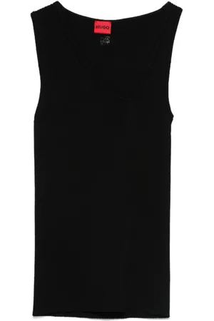 HUGO BOSS Top tejido asimétrico con cuello en V