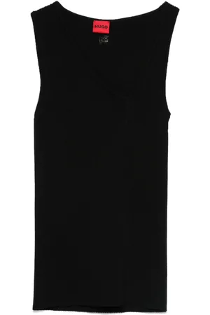 HUGO BOSS Top tejido asimétrico con cuello en V