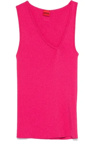 HUGO BOSS Top tejido asimétrico con cuello en V