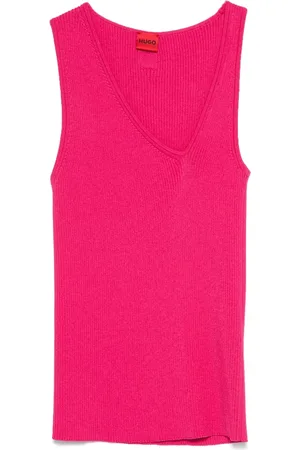 HUGO BOSS Top tejido asimétrico con cuello en V