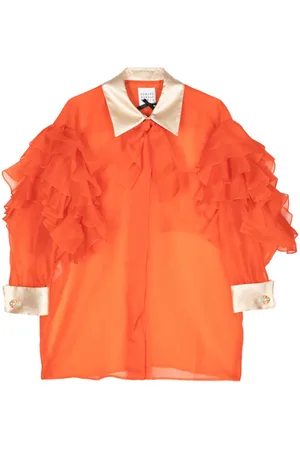 Edward Achour Paris Camisa de seda con volantes
