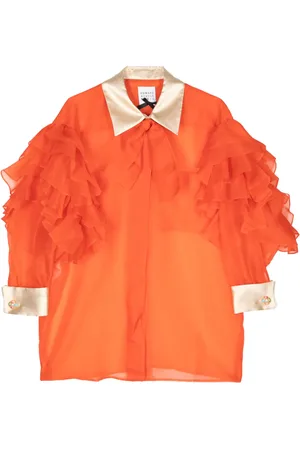 Edward Achour Paris Camisa de seda con volantes