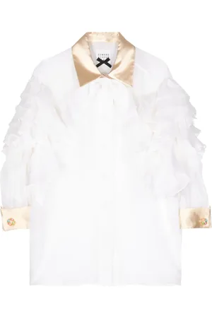 Edward Achour Paris Camisa de seda con volantes