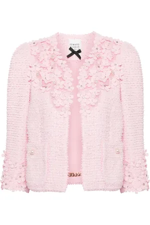 Edward Achour Paris Chamarra de tweed con apliques florales