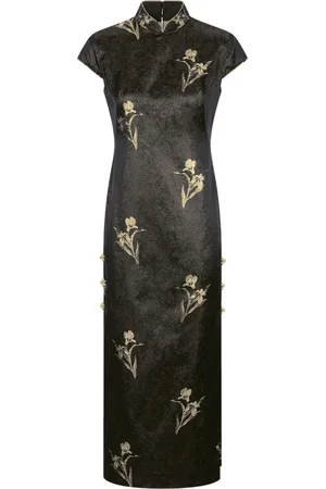 SHANGHAI TANG Vestido de seda con motivo floral en jacquard