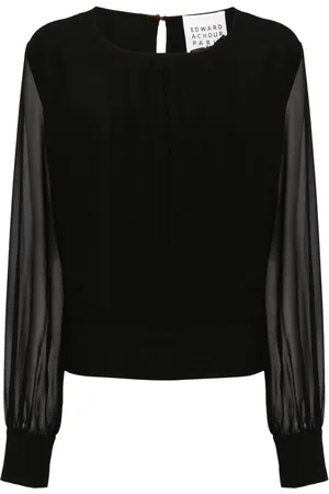 Edward Achour Paris Blusa semitransparente con detalle de pliegues