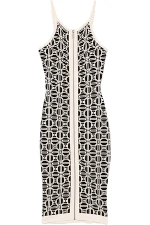 Elisabetta Franchi Vestido midi con logo en jacquard