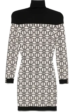 Elisabetta Franchi Vestido corto con logo en jacquard