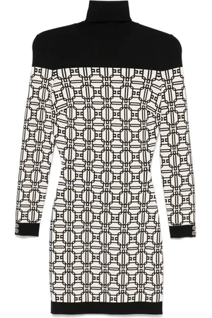 Elisabetta Franchi Vestido corto con logo en jacquard