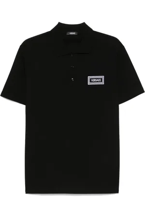 VERSACE Playera tipo polo con logo bordado