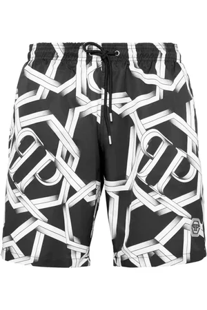 Philipp Plein Shorts de playa con cadenas estampadas
