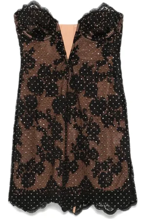 Self-Portrait Vestido corto con detalles de strass