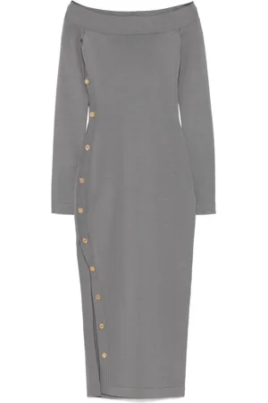 Elisabetta Franchi Vestido midi con hombros descubiertos