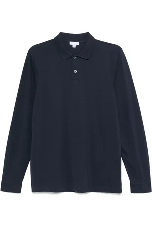 Sunspel Playera tipo polo de piqué manga larga