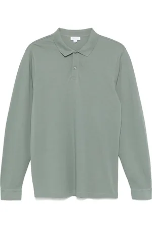 Sunspel Playera tipo polo de piqué manga larga