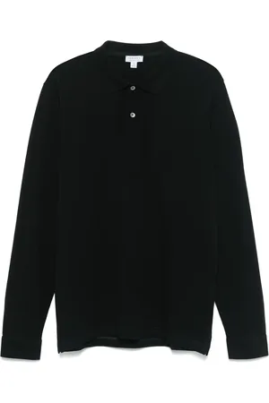 Sunspel Playera tipo polo de piqué manga larga