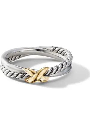 David Yurman Anillo Petite X en oro amarillo de 18kt y plata de ley de 4mm