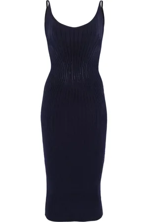 MUGLER Vestido midi tejido de canalé