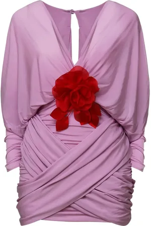 MAGDA BUTRYM Vestido corto drapeado con cuello en V