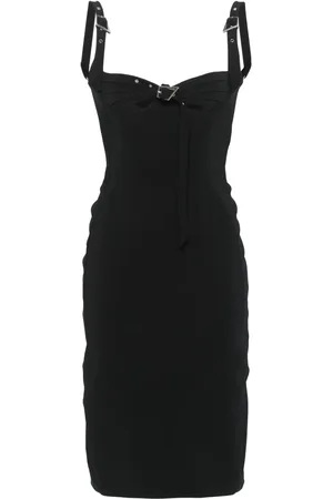 MUGLER Vestido midi estilo bustier con hebilla