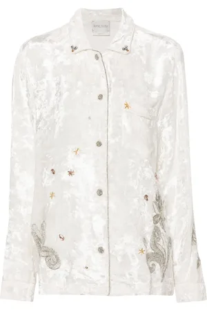 FORTE FORTE Camisa bordada de terciopelo arrugado
