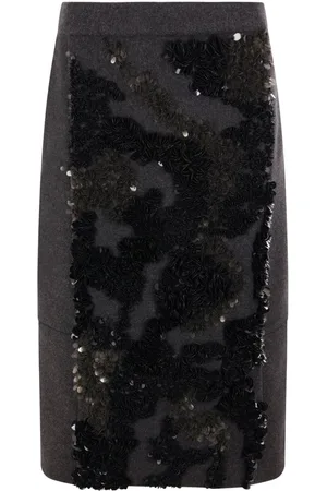 Plan C Falda midi con detalles de lentejuelas