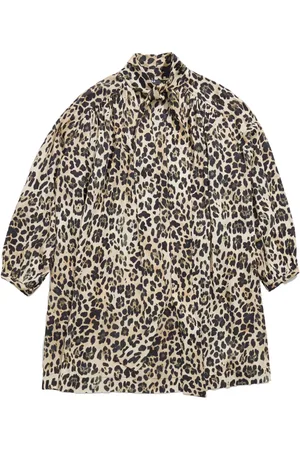 Bimba y Lola Vestido corto con estampado de leopardo y moño en el cuello