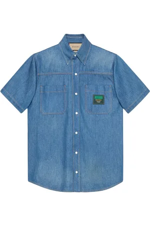 Gucci Camisa de mezclilla con parche del logo