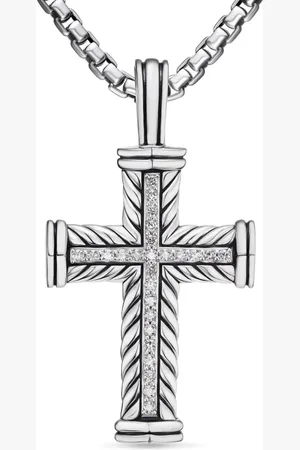 David Yurman Dije Chevron Cross en plata de ley con diamante de 41.7mm