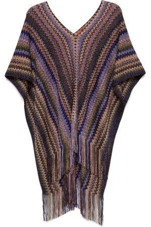 Missoni Poncho entretejido en zigzag